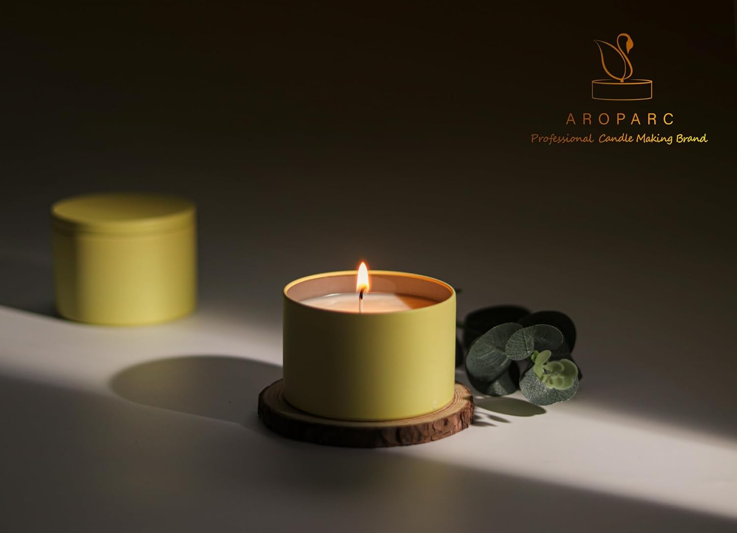 Aroparc Candle Tins with Lids, 3 Wicks Candle Containers 12 Pack 14oz/420ml Seamless Bulk Candle Containers for Candle Making Supplies Wholesale Empty Candle Jars - Lemon