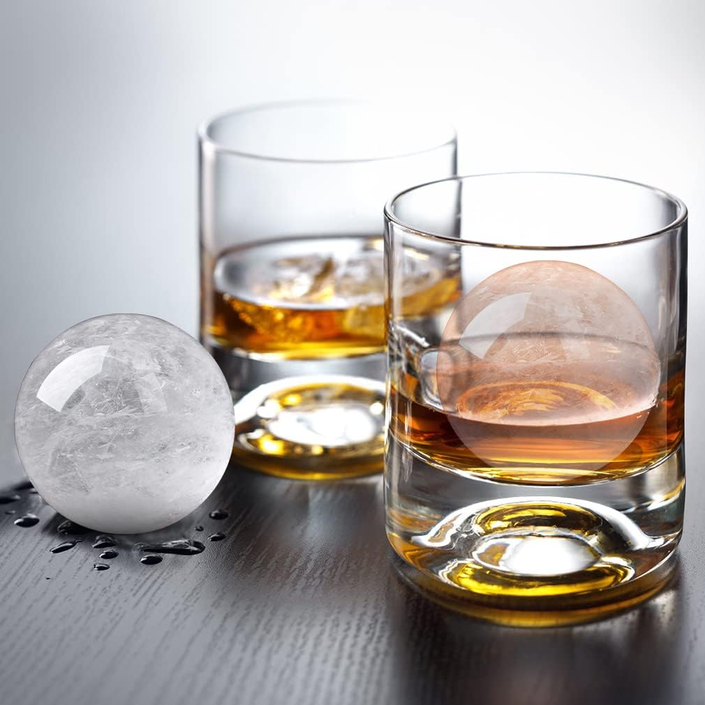 Ice Ball Maker, TINANA Reusable 2.5 Inch Ice Cube Trays, Easy Release Silicone Round Ice Sphere Tray with Lids & Funnel for Whiskey, Cocktails & Bourbon Black