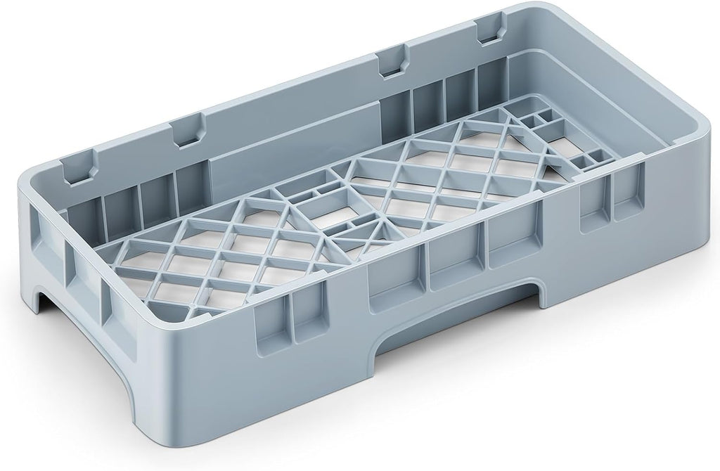 Commercial Dishwasher Tray Rack Polypropylene Full Size Flatware Rack for Bowls Plates Knives Forks Cups (19.7 x 9.84 x 1.97 Inch,Gray)