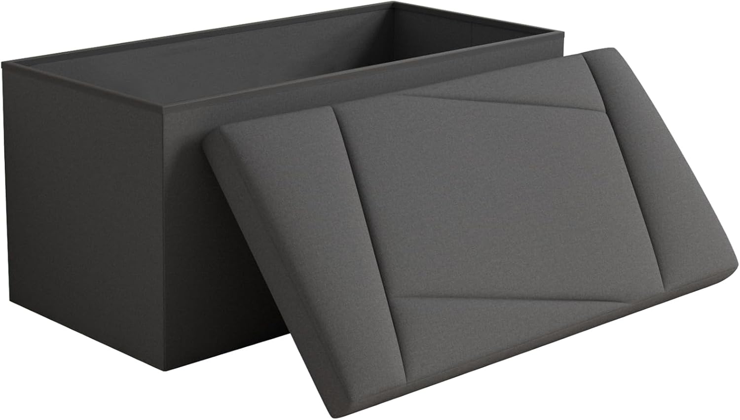 Folding Storage Ottoman Bench, 30 Inches End of Bed Bench Folding Ottoman Storage for Bedroom, Entryway and Living Room, 30"x15"x15",Dark Gray