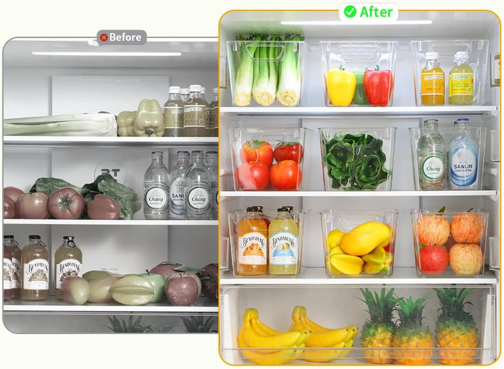 Attelite Clear Plastic Storage Bins,Large 12 Pack Pantry Organizer with Handle,BPA Free Plastic Storage Containers for Fridge,Closet,Bathroom,Under Sink and Kitchen Organization