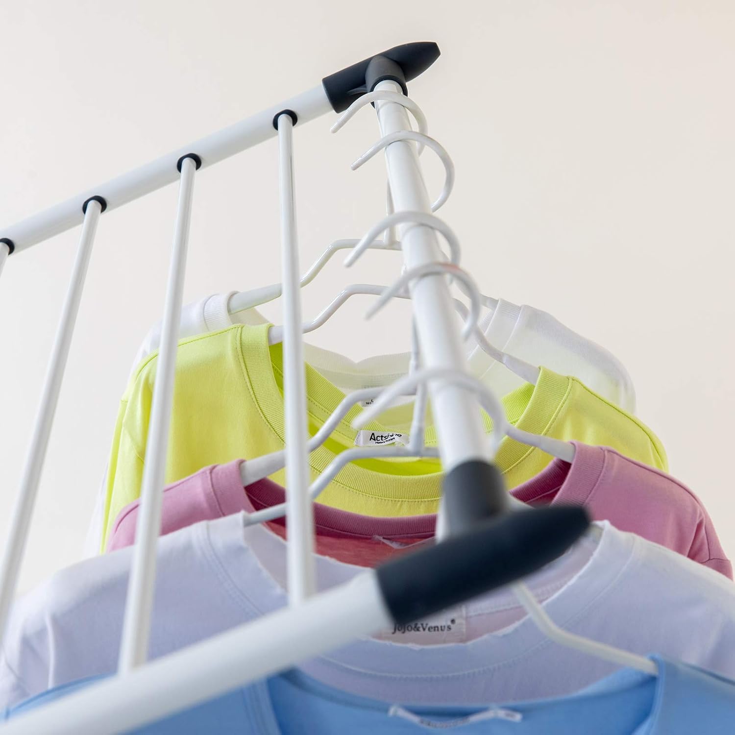 Clothes Drying Rack, Gullwing Laundry Rack Adjustable and Foldable for Easy Storage Indoor and Outdoor, White & Gray