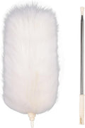 Extendable Lambswool Duster 29-110 Inch,Anti-Static Flexible Head, Stainless Steel Pole for Cleaning High Ceiling,Fan,Furniture,Roof Dusting