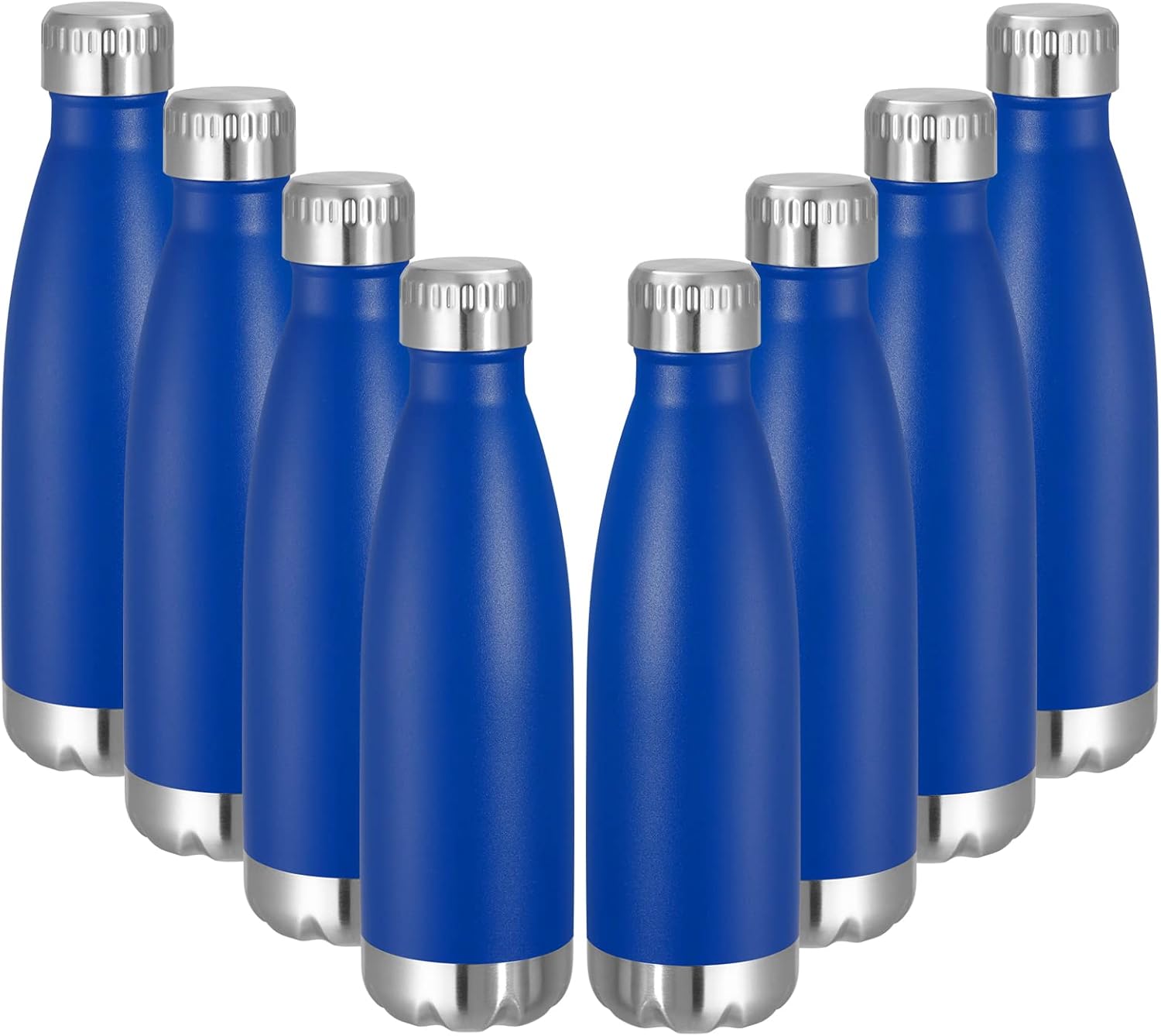 VEGOND 17oz Stainless Steel Water Bottles Bulk, Reusable Metal Sports Water Bottle Keeps Drink Hot and Cold, BPA Free Double Wall Vacuum Cola Shape Insulated Water Bottles for Camping Gym, 8 Pack