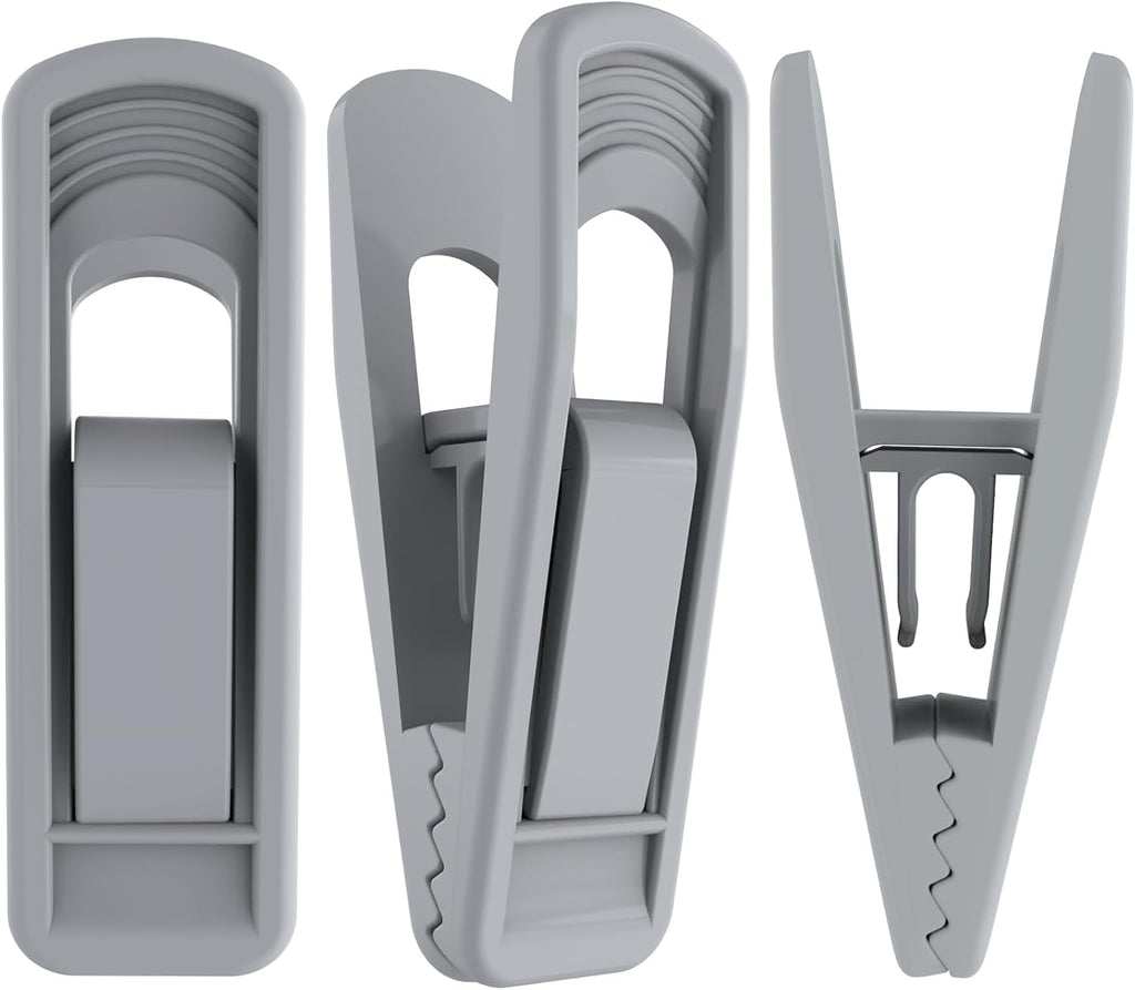 Hanger Clips Perfect for Velvet Hangers (Grey, 20 PCS), Strong Plastic Clips Pant Skirt Hanger Clips for Grey Flocking Felt Hangers