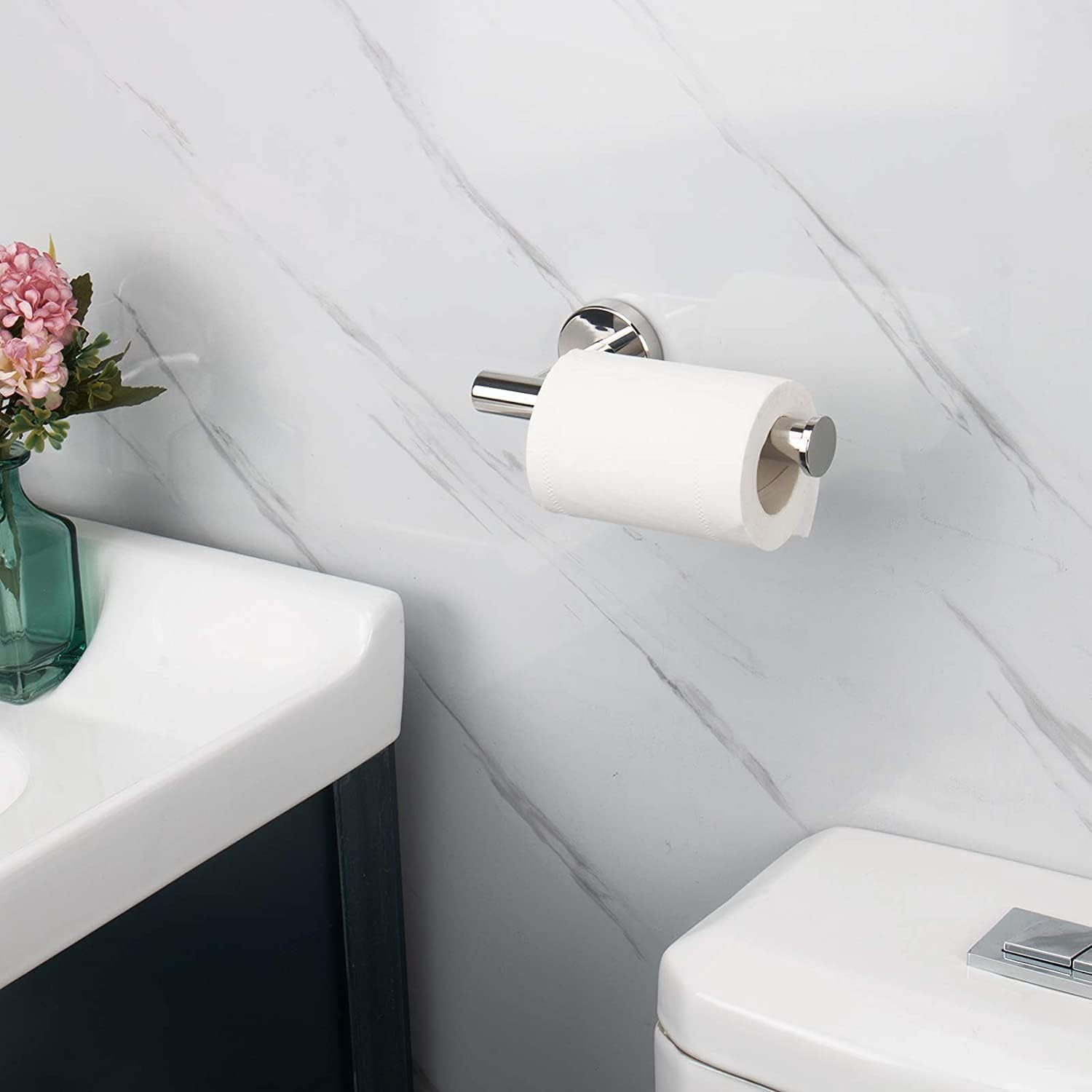 NearMoon Bathroom Toilet Paper Holder, Premium SUS304 Stainless Steel Rustproof Wall Mounted Toilet Roll Holder for Bathroom, Kitchen (2 Pack, Chrome Finish)