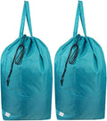 Tear Proof Nylon Laundry Bag with Handles (2 Pack),Travel Laundry Bag with Drawstring Closure,Dirty Clothes Bag Fit Most Laundry Hamper or Basket,27.5x34.5 in,Blue Aqua