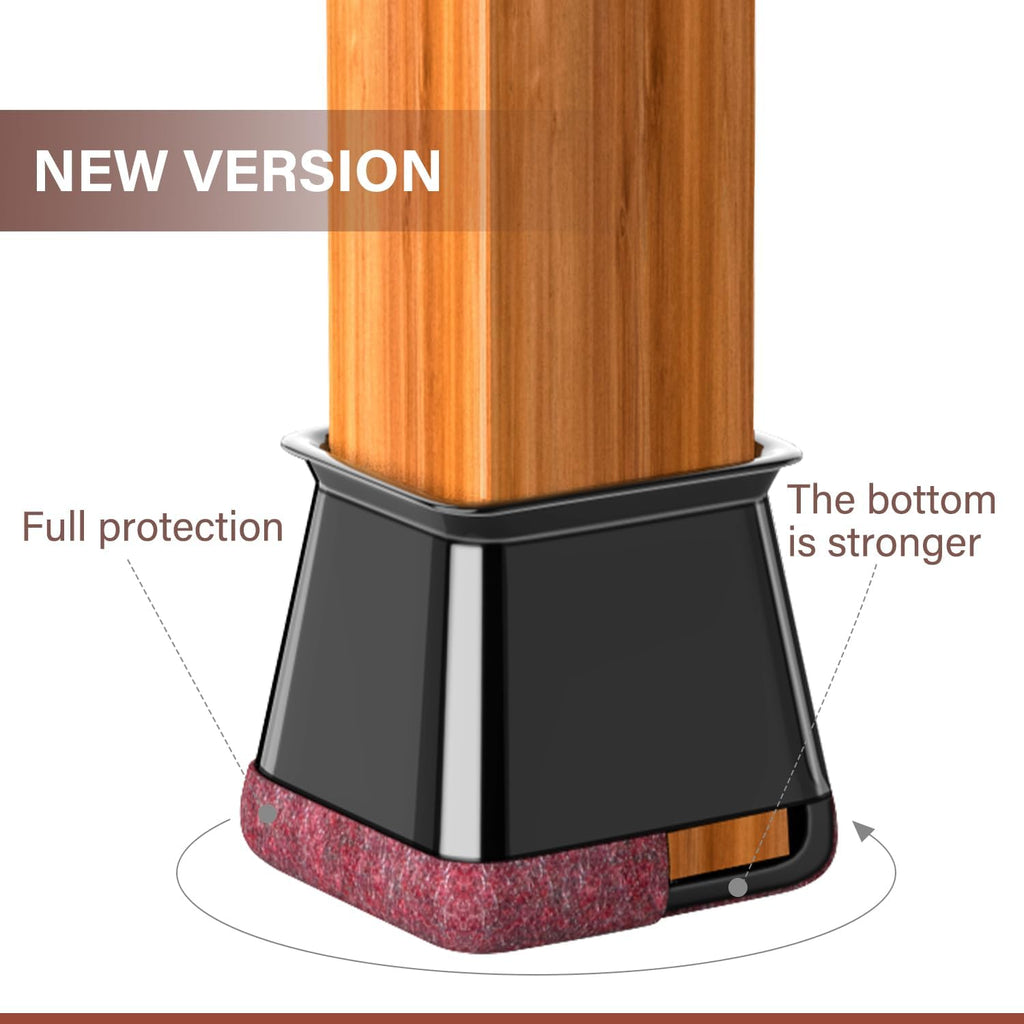 Chair Leg Floor Protectors Chair Leg Protectors for Hardwood Floors Silicone Caps Felt Strengthen Bottom Protection Anti-Scratch Reduce Noise 32 Pack Black Square L Fit:1-1/8" to 1-9/16" (27-40mm)