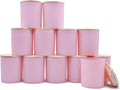 SHOWIN 14 OZ Thick Candle Jars for Making Candles 12 Pcs, 3 Wick Empty Jars with Wood Lids for Candle Making, Sample Container, Matte Pink