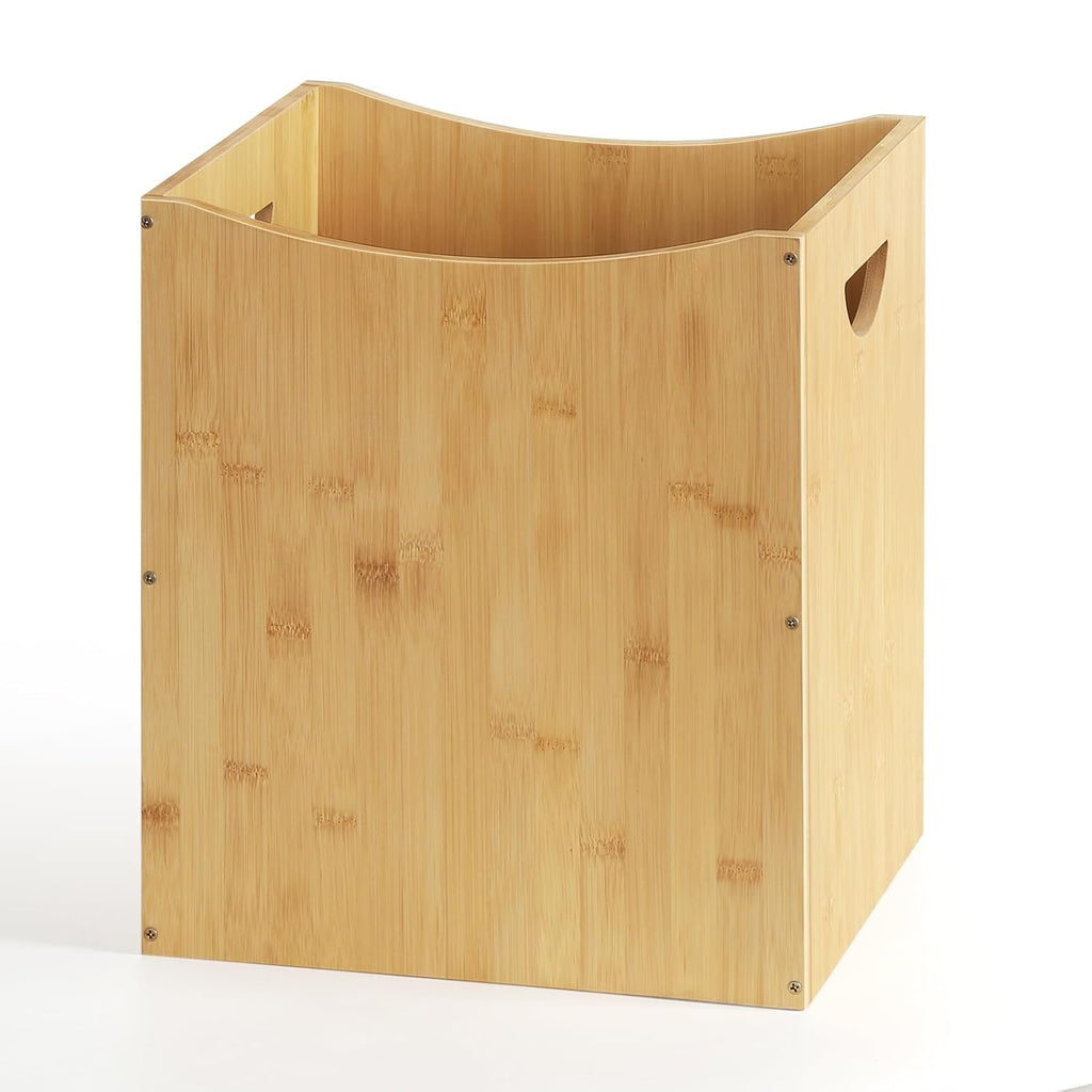 MOOACE Small Wastebaskets, 5 Gallon Trash Can with Handles, Rectangular Waste Baskets Bamboo Garbage Can for Bathroom Kitchen Living Room Office Decorative Under Counter