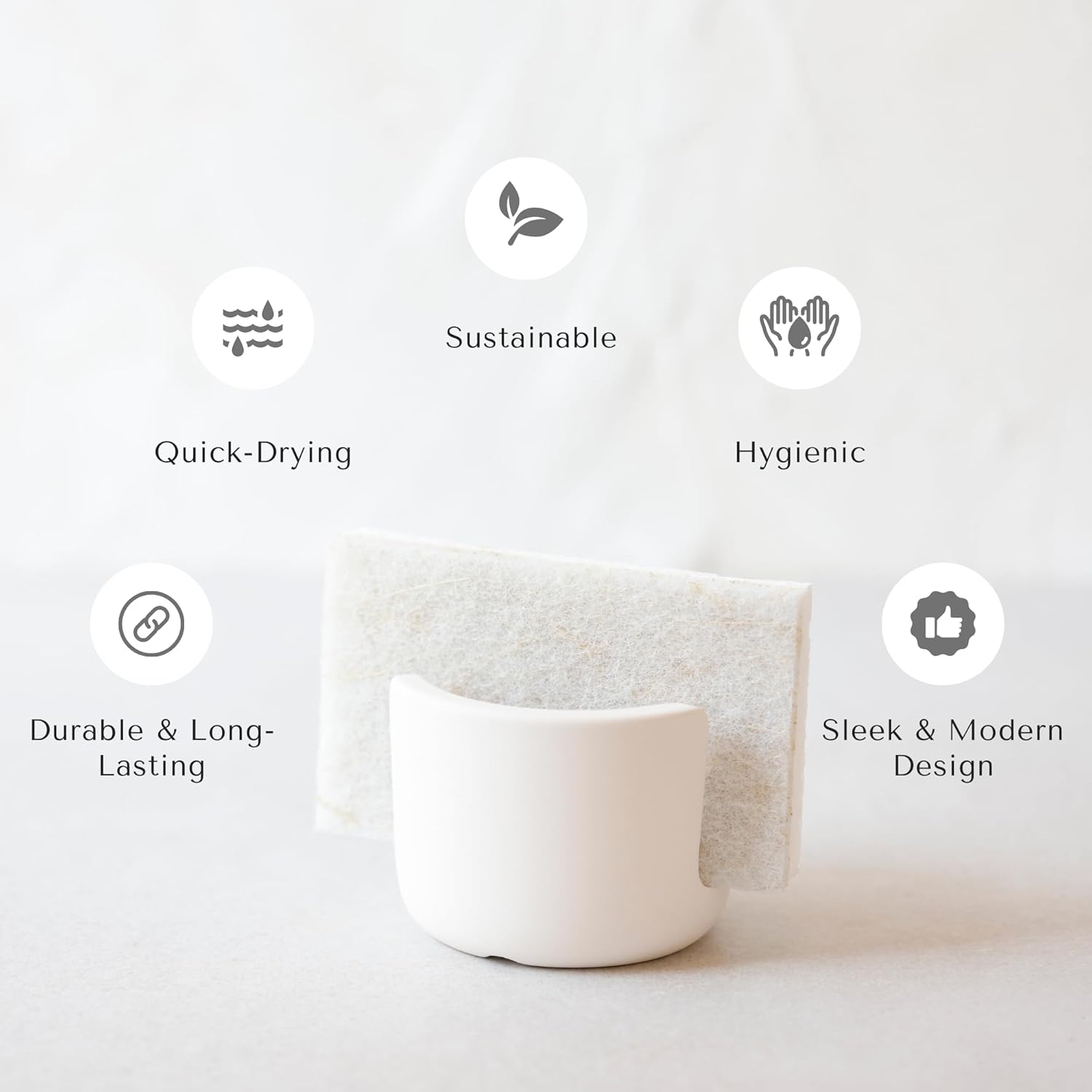 Selegna Diatomite Stone Sponge Caddy – Quick Drying Diatomaceous Earth Sink Organizer – Instant Drying Kitchen Sponge Holder for Sink – Compact Large Stone Sponge Holder
