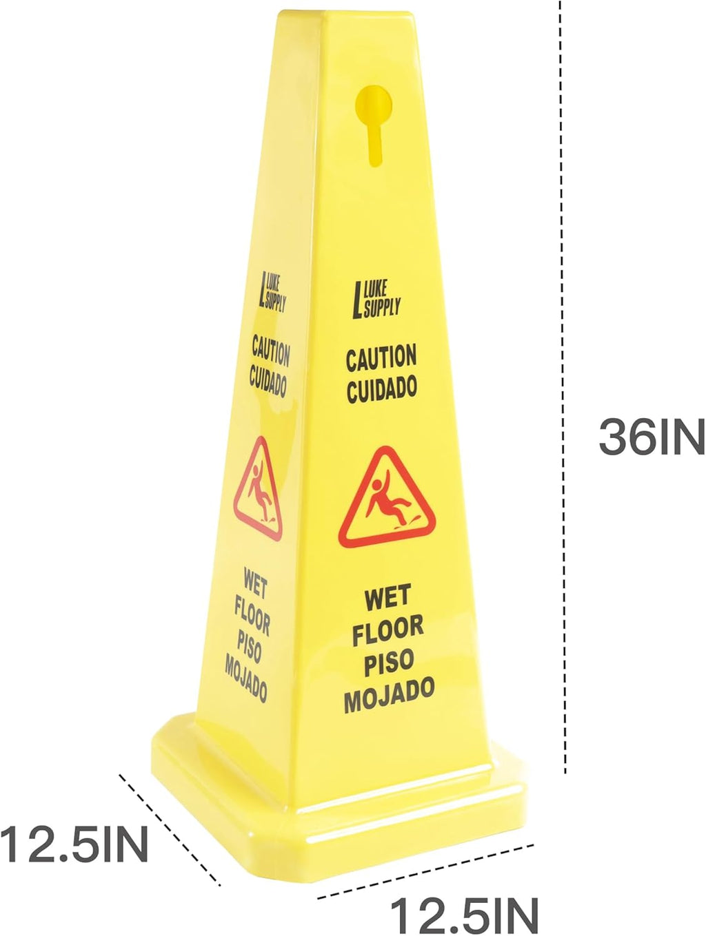 MATTHEW CLEANING 6 Packs 36” Caution Wet Floor Safety Cones for Indoors and Outdoors,Bright Yellow Caution Wet Floor Sign,4-Sided Bilingual Signs,Avoid Fall & Slip Accident