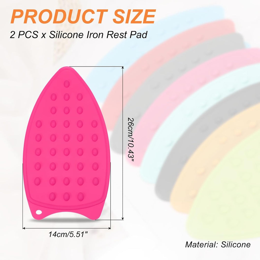 PATIKIL Silicone Iron Rest Pad, 2 Pcs Multipurpose Hot Heat Resistant Iron Rest Plate Protective Pad for Ironing Board Hot Resistant Steamer Steam Compact Mat, Rose Red