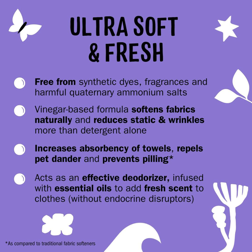 Molly’s Suds Fabric Softener Liquid for Sensitive Skin | Vinegar-Powered, Infused with Essential Oils | Fights Static, Reduces Wrinkles, Deodorizes | Lavender, 50 Loads