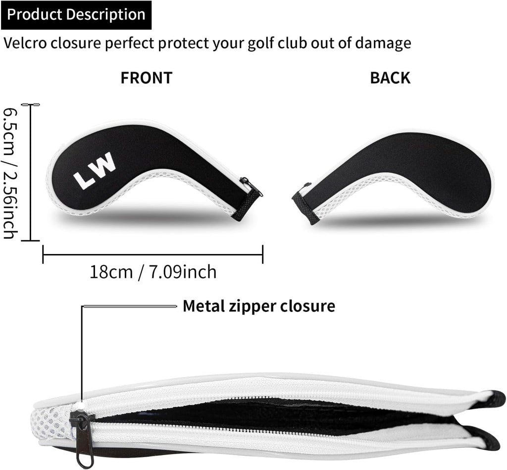 Golf 12pcs Thick Synthetic Golf Iron Head Covers Set Headcover Fit All Brands Callaway Ping Taylormade Cobra Etc. Also Custom Name