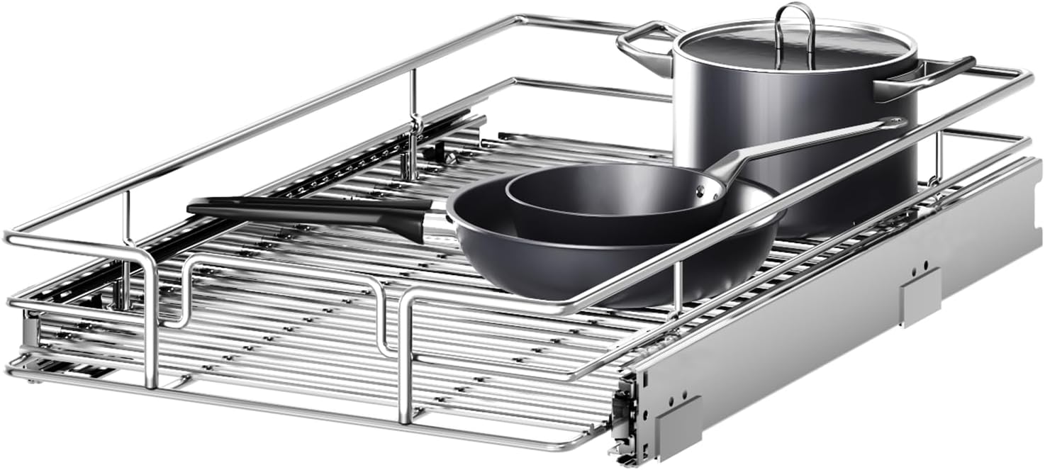 Pull Out Cabinet Organizer 13½" W x 18" D, Heavy Duty Cabinet Pull Out Shelves, Slide Out Drawers Organization for Kitchen Cabinets Bathroom