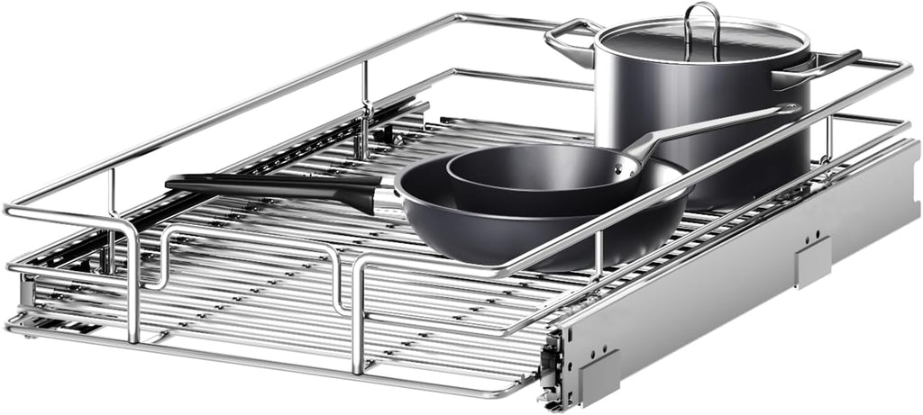 Pull Out Cabinet Organizer 10½" W x 18" D, Heavy Duty Cabinet Pull Out Shelves, Slide Out Drawers Organization for Kitchen Cabinets Bathroom