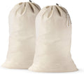 Large Cotton Laundry Bags 24x36 Inch with Drawstring, Heavy Duty Travel Organizer for Hamper, Basket, Camp – Beige (2 Pack)