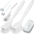 Holikme Cleaning Brush Set, Scouring Pad for Cleaning, Groove Gap Brushes for Pot, Pan, Kitchen Sink, Wire Brushes (White)