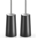 Toilet Brush and Holder, 2 Pack Toilet Brush with 304 Stainless Steel Long Handle, Toilet Bowl Brush for Bathroom Toilet-Ergonomic, Elegant,Durable (Black)