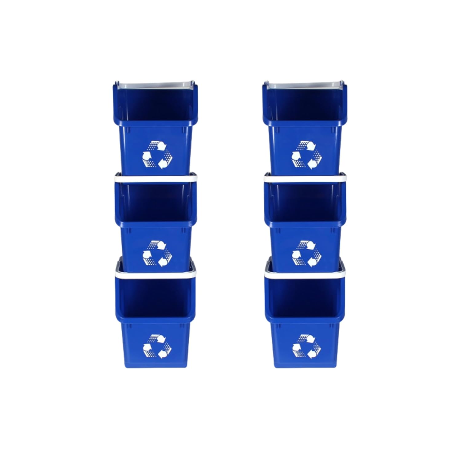 6 Gallon Stackable Recycling Bins for Homes, Garages, Offices Made of 100% Recycled Plastic - (Blue, 6 Pack)