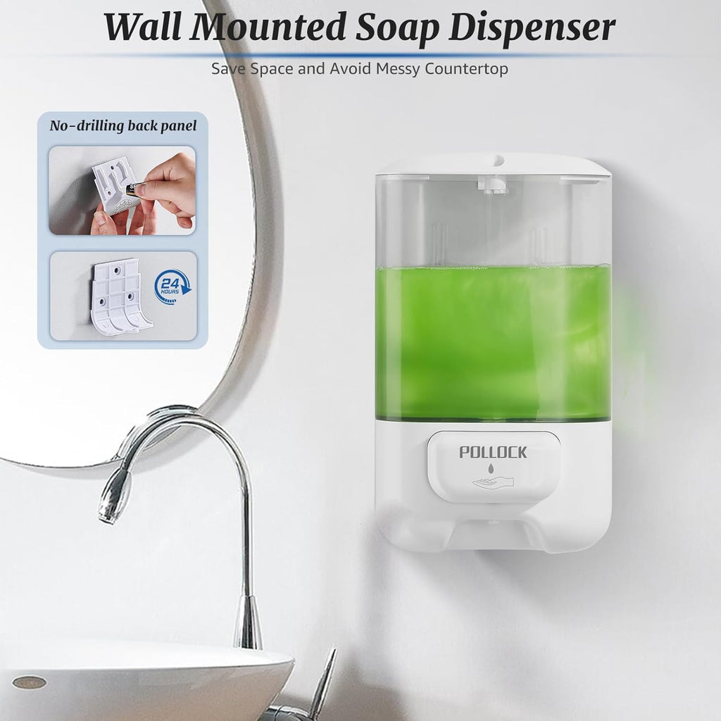 Liquid Soap Dispenser Wall Mounted,Hand Sanitizer Dispenser,Lotion Detergent Container,Dish Wash Dispenser for Kitchen,Commercial Soap Dispenser for Liquid Containers Shampoo Gel Chamber,33.8OZ/1000ML