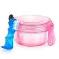 Denture Bath Case Denture Cleaning Cup with Lid Leak Proof, False Teeth Holder Mouthguard Storage Box Retainer Soaking Case for TravelHousehold|Office - Transparent Pink
