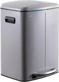 happimess HPM1005I Marco Rectangular 10.6-Gallon Double Bucket Trash Can with Soft-Close Lid, Fog Gray, Fingerprint Resistant, Modern, Minimalistic for Home, Kitchen, Office, Bedroom, Bathroom
