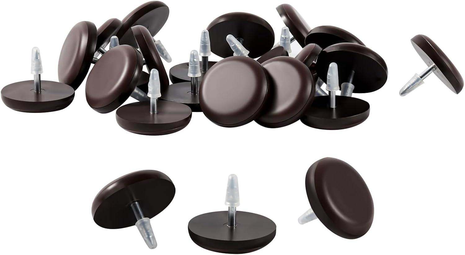 Furniture Glides Sliders-Furnigear PTFE (Teflon) Chair Leg Movers Sliders for Carpet and Hardwood Surface - Move Your Furniture Easily & Safely - Best Floor Protector (1-1/4", Brown-24pack)