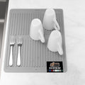 GORILLA GRIP 100% BPA-Free Patented Silicone Dish Drying Mat for Kitchen Counter, Water Catching Ribbed Design, Easy Clean Waterproof Sink Liner, Heat Resistant, Fits Under Rack, 16x12 Inch, Gray
