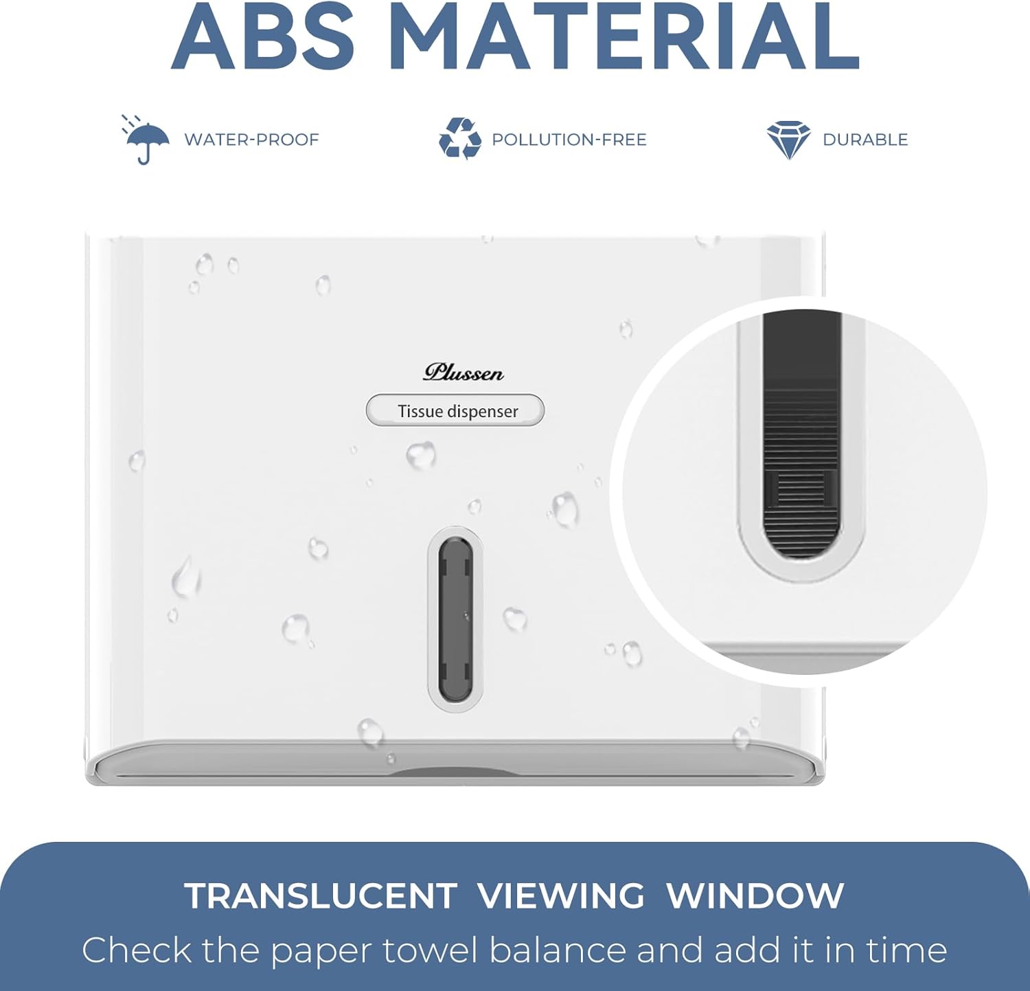 Paper Towel Dispenser Wall Mount, Adhesive No Drilling Multifold Trifold C Fold Commercial Hand Towel Dispenser,White