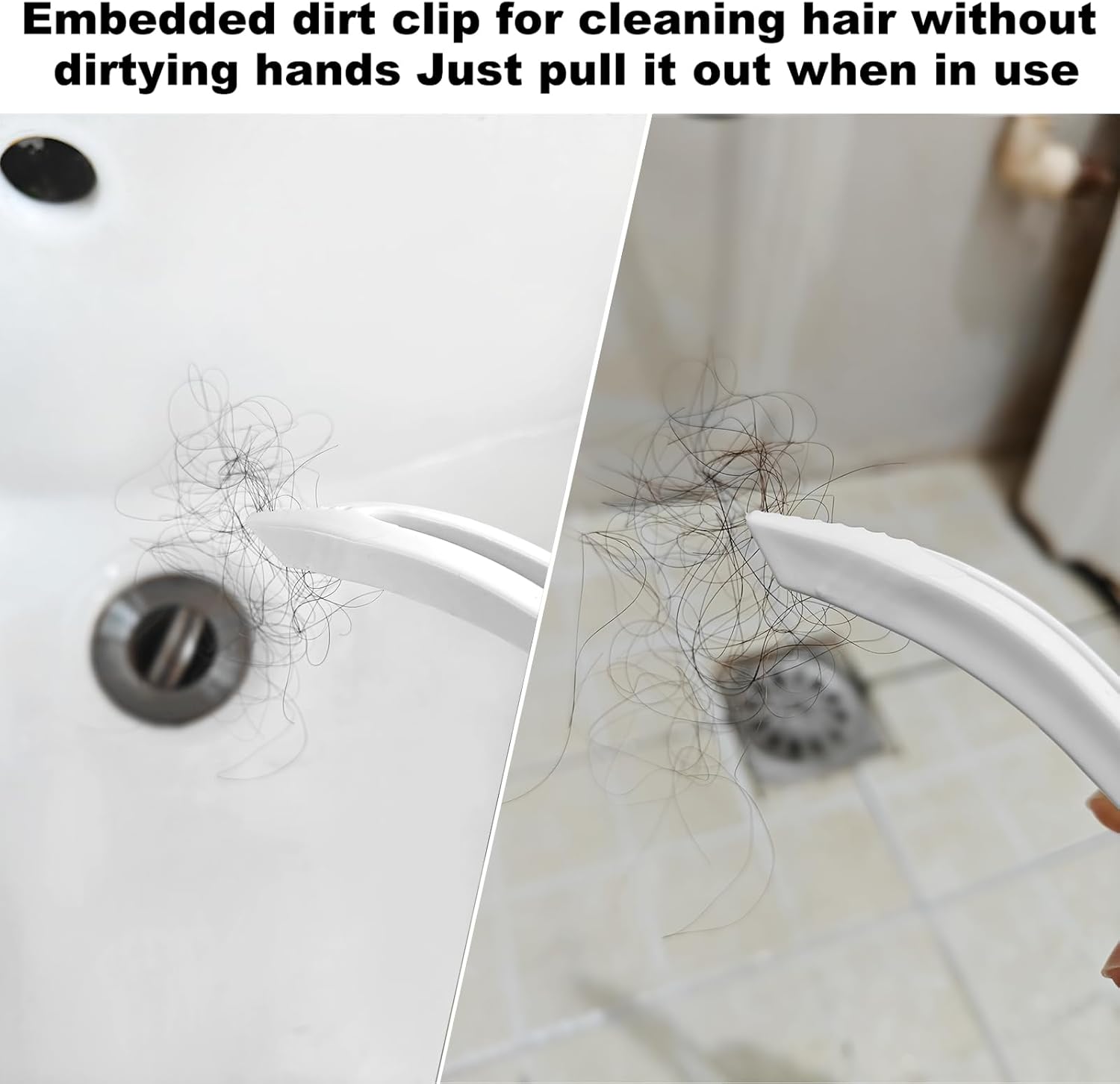 Cleaning Brush - QAGOBDI Hard Bristle Crevice Cleaning Brush for Household, Bathroom, 2 PCS Bathroom Gap Brush with Long Gandle Embedded Stolen Goods Clip