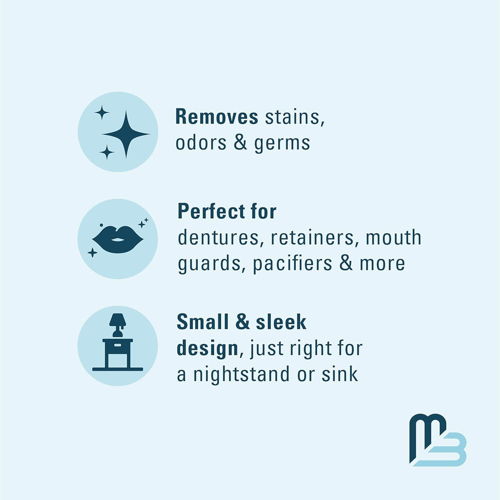 Denture Bath Case and Retainer Case, Denture Bath Cup for Invisalign Retainers Mouthguards Dentures Cleaner Kit with Strainer Spill-Free Portable Retainer Cleaner Case by M3 Naturals