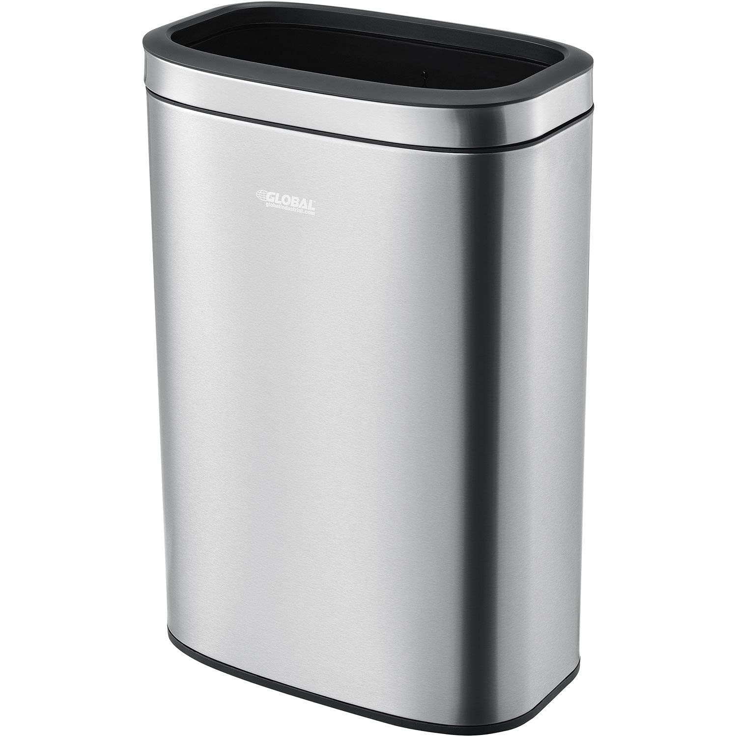 Global Industrial 10-1/2 Gallon Stainless Steel Slim Open Top Receptacle