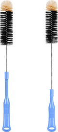 Bottle Cleaning Brush, 17 Inches Extra Long Handle Water Bottle Brush, Flexible Bendable Cleaner for Washing Narrow Neck Bottles, Wine Decanter, Kombucha, Pipes, Beer Brewing Supplies, 2 Pack