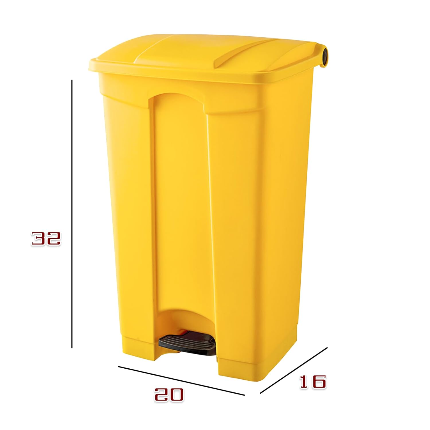 PRO&Family Step-On Trash Can with Lid, Plastic Waste Bin, Foot Pedal Operation (Yellow, 23 Gallon)