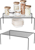 Medium(13 x 9.4 inch)Black Cabinet Storage Shelf Rack Set of 2, Rustproof Metal Wire Kitchen Counter Organizers and Storage, Spice Organization for Cabinet, Plate, Dish, Pantry, Bathroom, Fridge