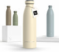 LARS NYSØM Stainless Steel Insulated Water Bottle 12oz 17oz 25oz 34oz 51oz | Insulated Thermo Flask for Hot and Cold Beverages | Leakproof Drinking Bottle (Almond Beige, 17oz)