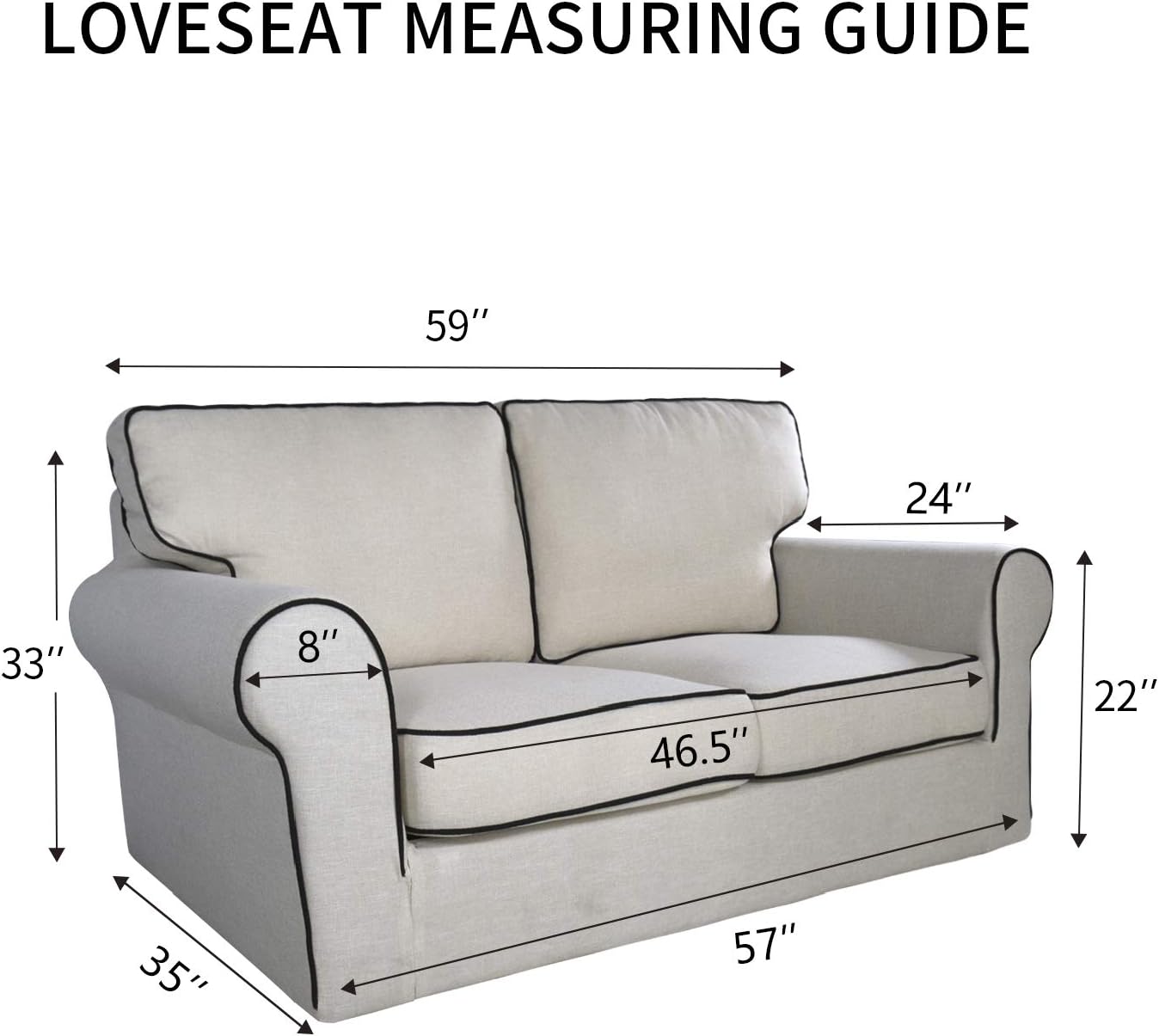 PureFit Reversible Quilted Sofa Cover, Water Resistant Slipcover Furniture Protector, Washable Couch Cover with Non Slip and Elastic Straps for Kids, Dogs, Pets (Loveseat, Black/Beige)