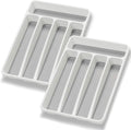 Silverware Organizer 2 Pieces Utenisl Organizer Holder Kitchen Drawer Organizer Plastic Silverware Tray for Drawer Flatware Organizer 5 Compartment White