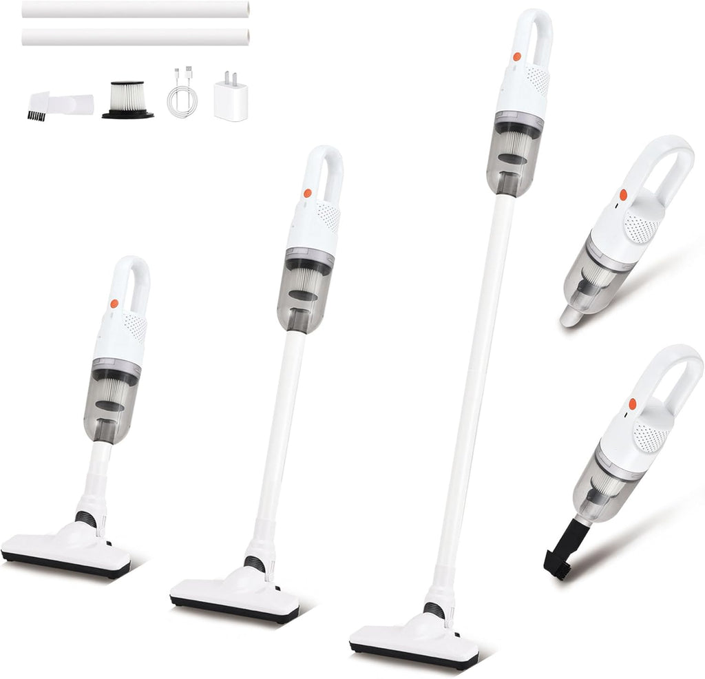Handheld Vacuum Cleaner,Ultra-Lightweight Mini Portable Vacuums for Home, 6 in 1 Stick Vac Cleaners for Car,Pet Hair(White Cordless)