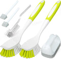 Holikme Cleaning Brush Set, Scouring Pad for Cleaning, Groove Gap Brushes for Pot, Pan, Kitchen Sink, Wire Brushes (Amarillo)