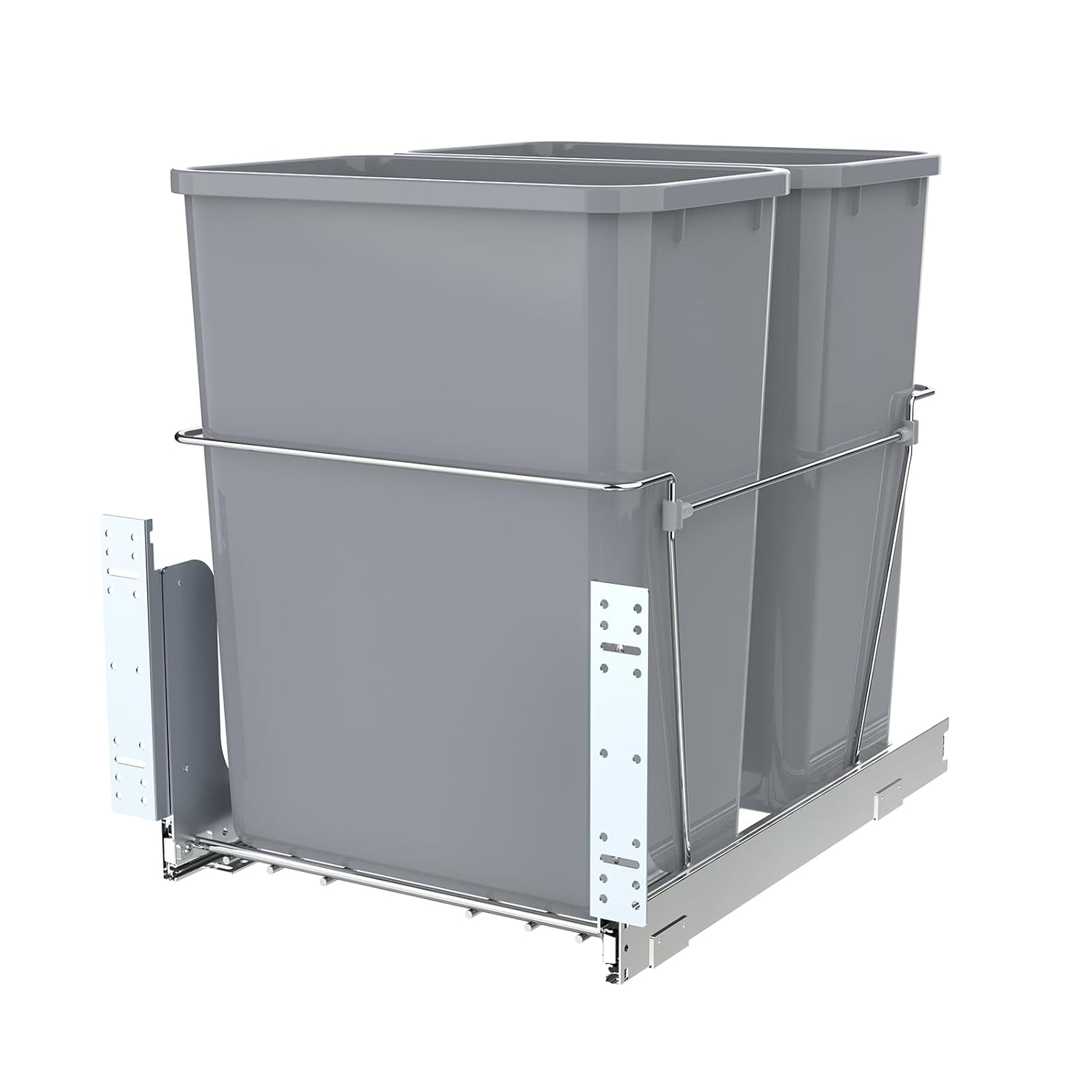 Double Pull-Out Trash Can for Under Kitchen Cabinets Include Double 35QT Trash Bin Doesn't Include Door Fittings, Bottom-Mount Recycling Bin