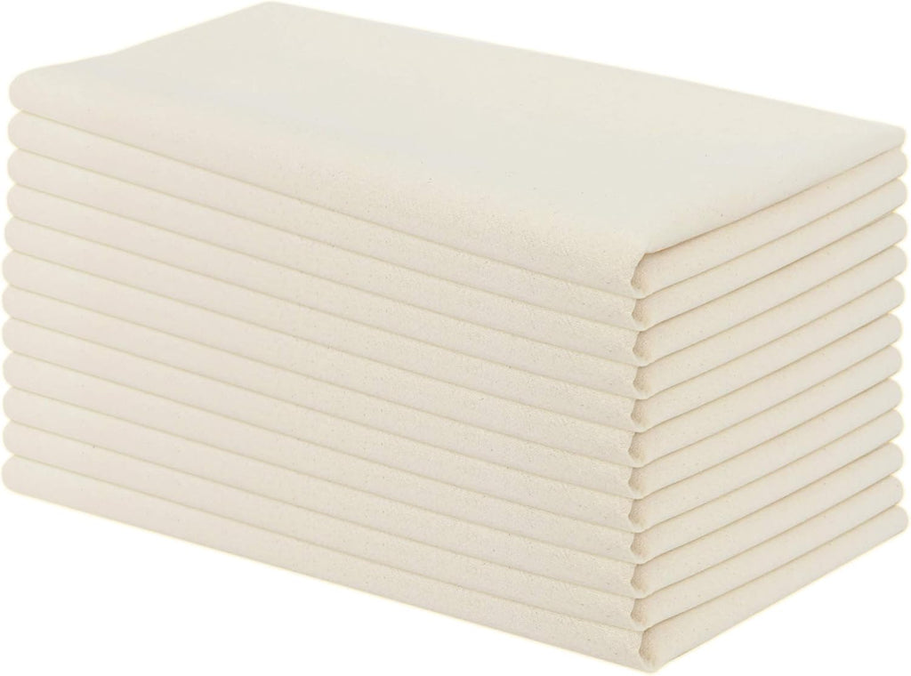 Aunti Em's Kitchen Flour Sack Dish Towels - Natural Cotton for Embroidery and Drying Glass, Hand, Dinnerware - Plain, Thick, Zero-Lint, Highly Absorbent - Set of 13, 27 x 27 Inch, Unbleached Tan