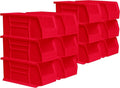 Akro-Mils 30230 AkroBins Plastic Storage Bins, Space-Saving Stackable Bins for Garage, Pantry, Craft Organization, 11-" x 5-" x 5-", Red, 12-Pack