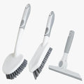 3 Pack Heavy-Duty Scrub Brush Set, Grout Brush, Shower Squeegee, Shower Cleaning Brush with Non-Slip Grip and Stiff Bristles Scrub Brushes for Cleaning Bathroom, Kitchen, Tile, Grout, Tub, Floor, Sink