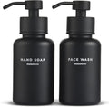 MaisoNovo Glass Foaming Soap Dispenser 14 Oz | Black Glass Black Pumps x 2