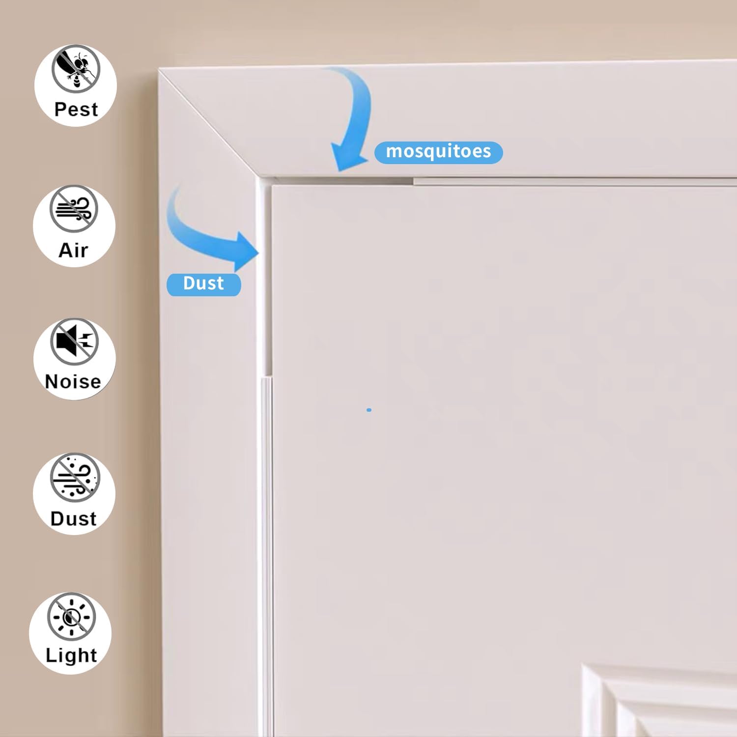 Weather Stripping Door Seal White,Self Adhesive Foam Tape,Window Insulation Weatherproof Gasket Tape for Doors and Windows,1.18 Inch Wide X 1/4 Inch Thick,Total 16.4 Feet Long