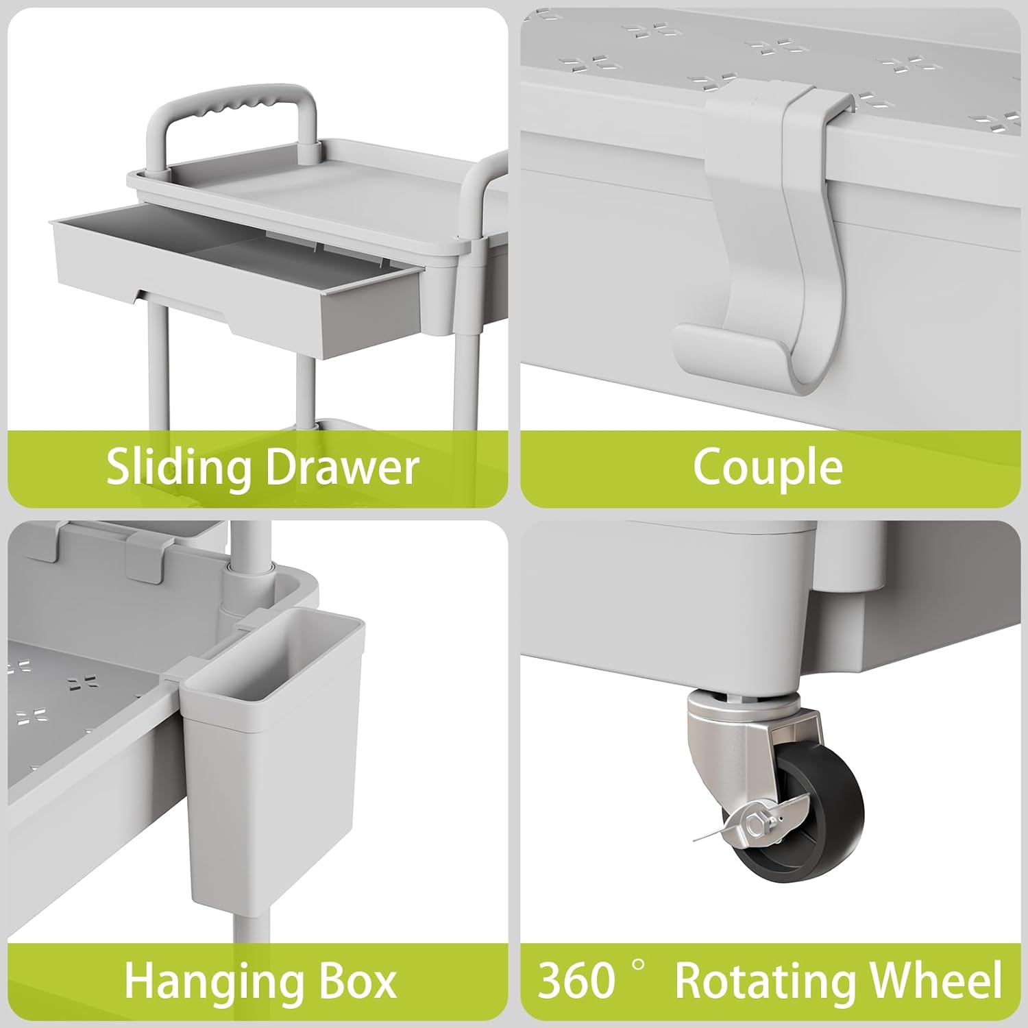 5 Tier Rolling Cart Organizer,Bathroom Cart Organizers with Wheels Laundry Room Organization Mobile Shelving Unit Utility Cart Storage Shelves Multi-Functional for Office, Home(Grey)