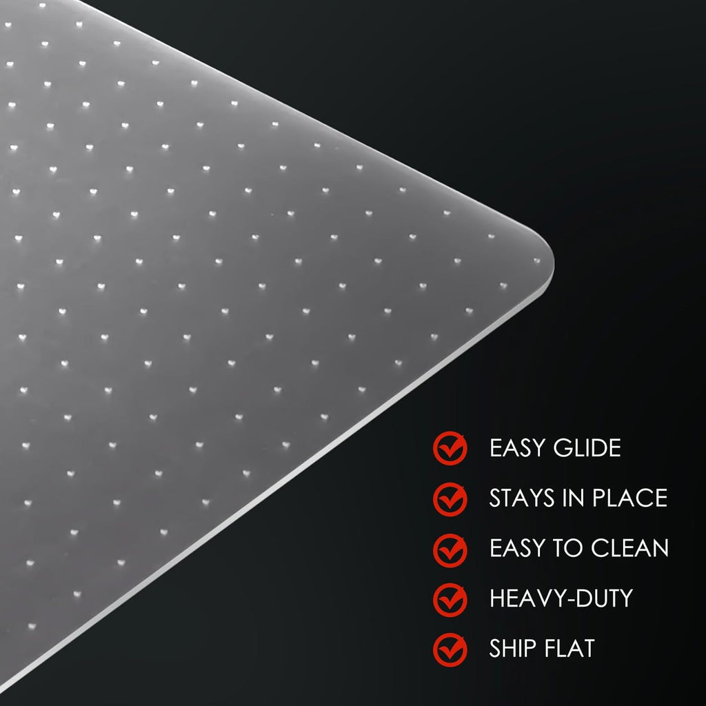 Kuyal Office Chair Mat for Carpet, 46x55 Clear Heavy Duty Computer Chair Mat, Under Desk Protector Carpeted Floors Mat, Easy Chair Movement,Ship Flat
